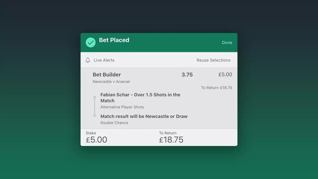 betingexpert - bet365 Newcastle vs Arsenal bet builder