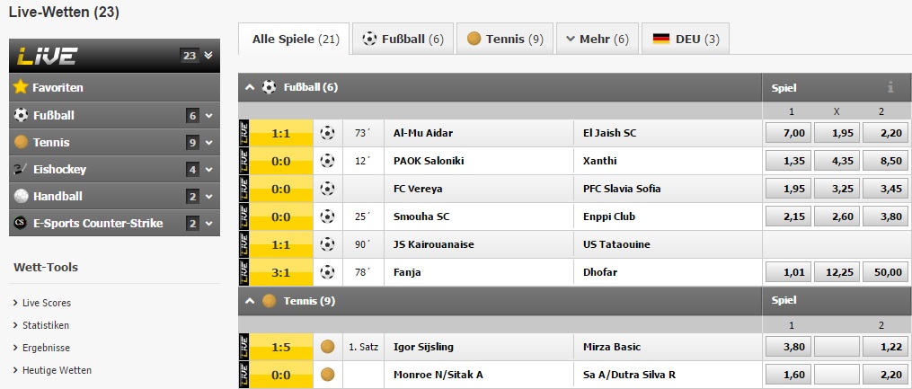Interwetten Livescore Interwetten Livescore
