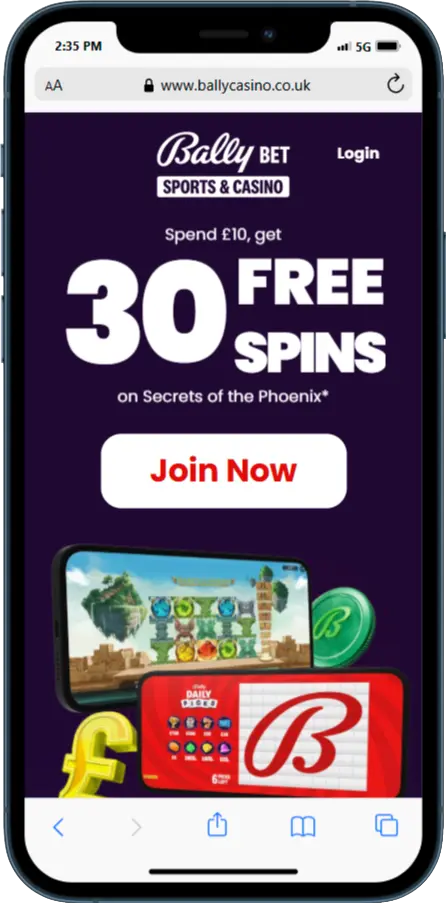 Bally Bet Casino Bonus - Get 30 Free Spins on Secrets Of The Phoenix Megaways when you play £10