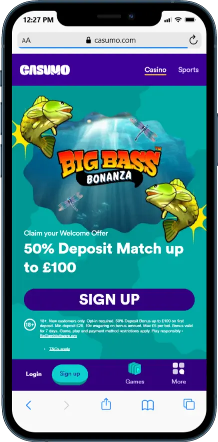 Casumo Casino Bonus - 50% Deposit Match up to £100