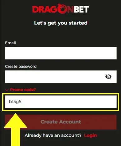 Learn how to enter the DragonBet promo code during signup