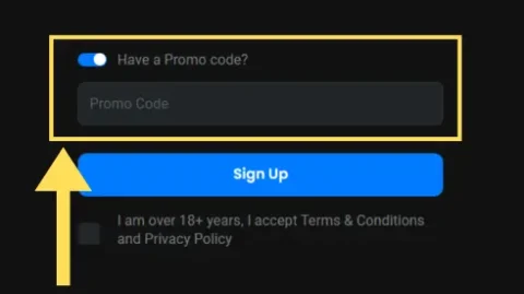 GinjaBet Promo Code field GinjaBet Promo Code field