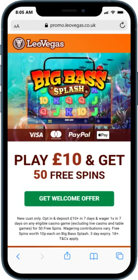 LeoVegas Casino New Welcome Offer - Play £10 & Get 50 Free Spins 