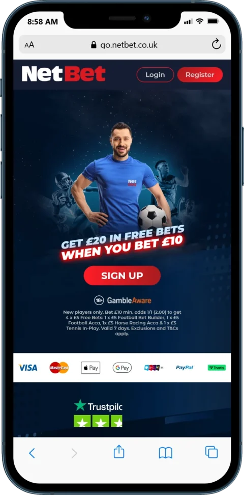 NetBet Welcome Bonus - Get a £20 Free Bets When you bet £10