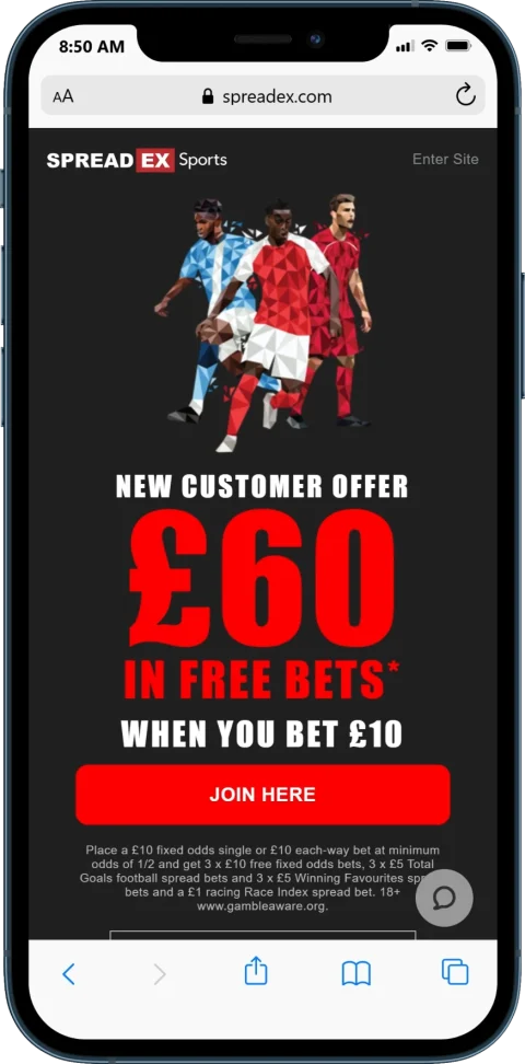 SpreadEx Welcome Bonus - Bet £10 Get £60 in Free Bets
