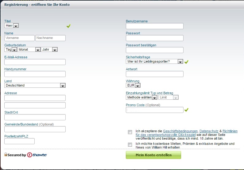 William Hill Registrierung William Hill Registrierung